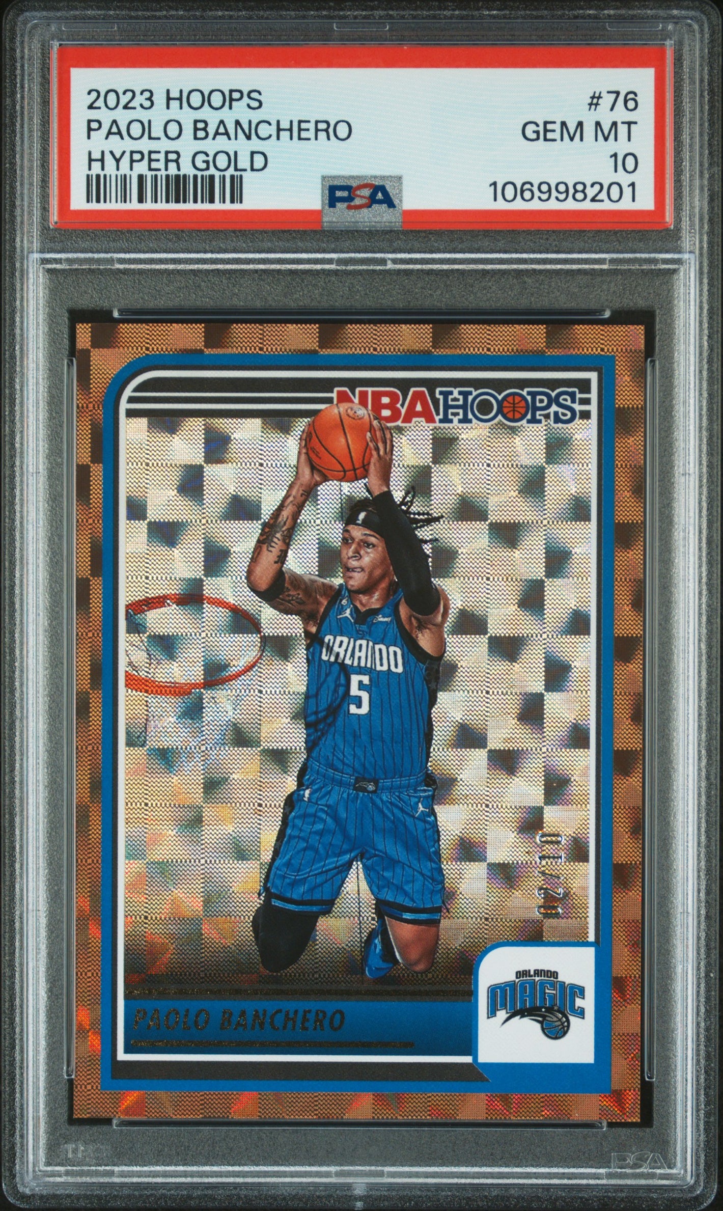 2023-24 Hoops #76 Paolo Banchero Hyper Gold PSA 10 #/10