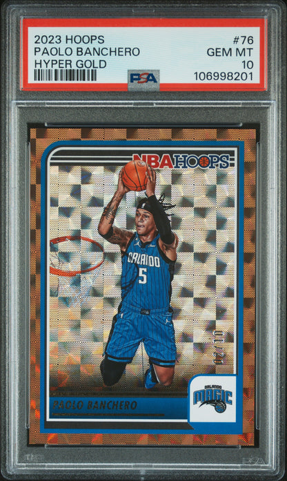 2023-24 Hoops #76 Paolo Banchero Hyper Gold PSA 10 #/10