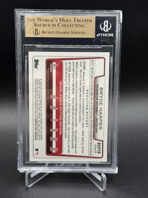 2012 Bowman #BCP10 Bryce Harper Chrome Prospects Blue Wave Refractors BGS 9.5 (Cracked Slab)