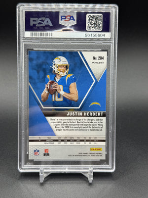 2020 Panini Mosaic #204 Justin Herbert Prizm Reactive Orange PSA 10