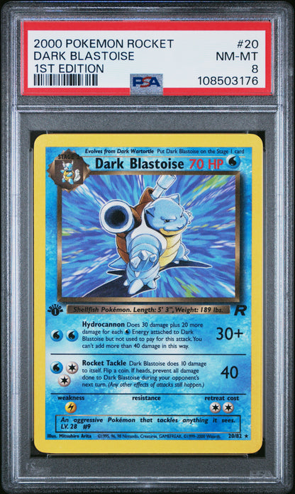 2000 Pokemon Rocket #20 Dark Blastoise 1st Edition PSA 8
