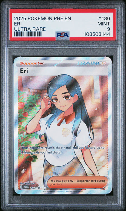 2025 Pokemon Pre En-Prismatic Evolutions #136 Eri Ultra Rare PSA 9
