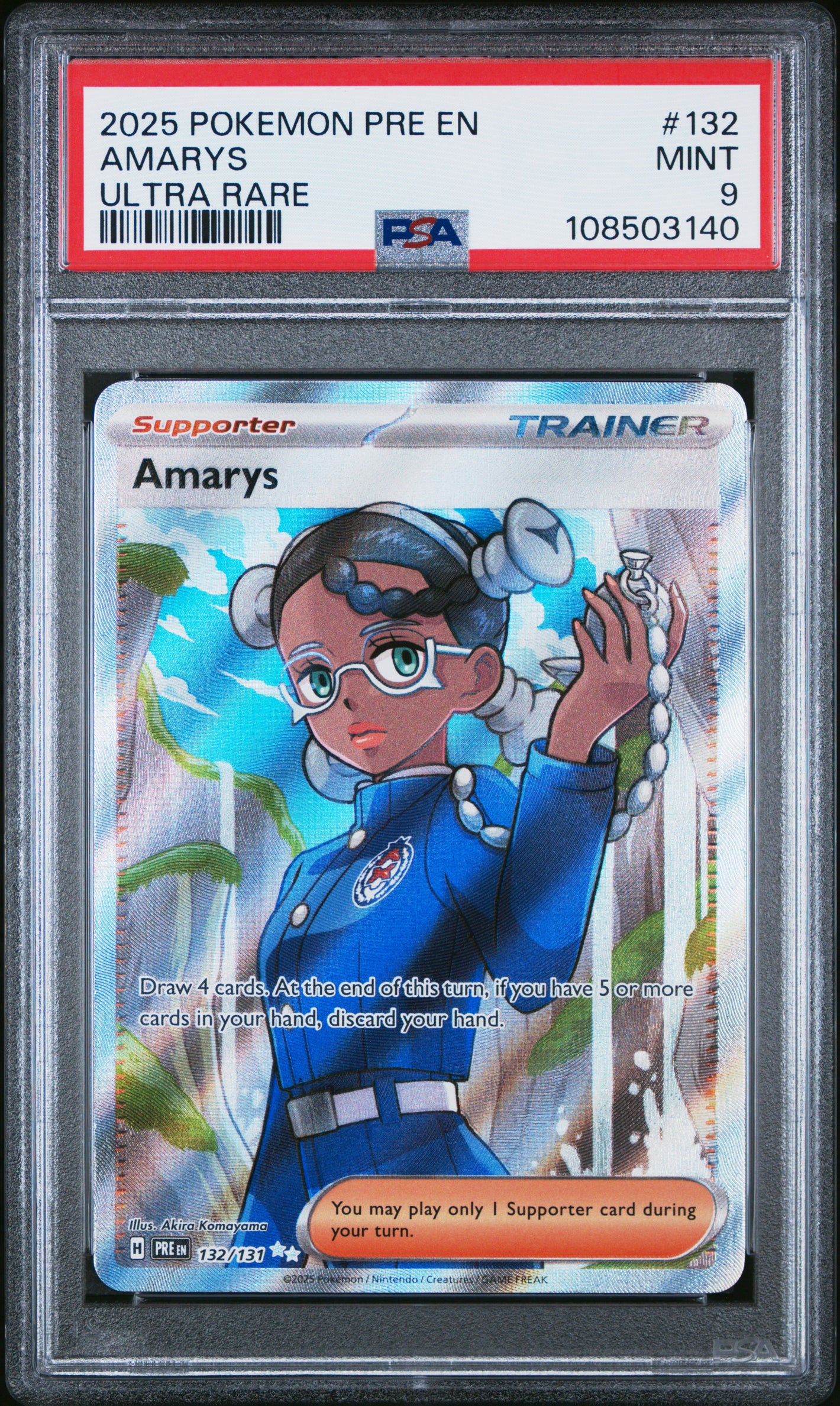 2025 Pokemon Pre En-Prismatic Evolutions #132 Amarys Ultra Rare PSA 9