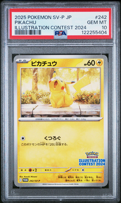2025 Pokemon Japanese Sv-P Promo #242 Pikachu Illustration Contest 2024 PSA 10