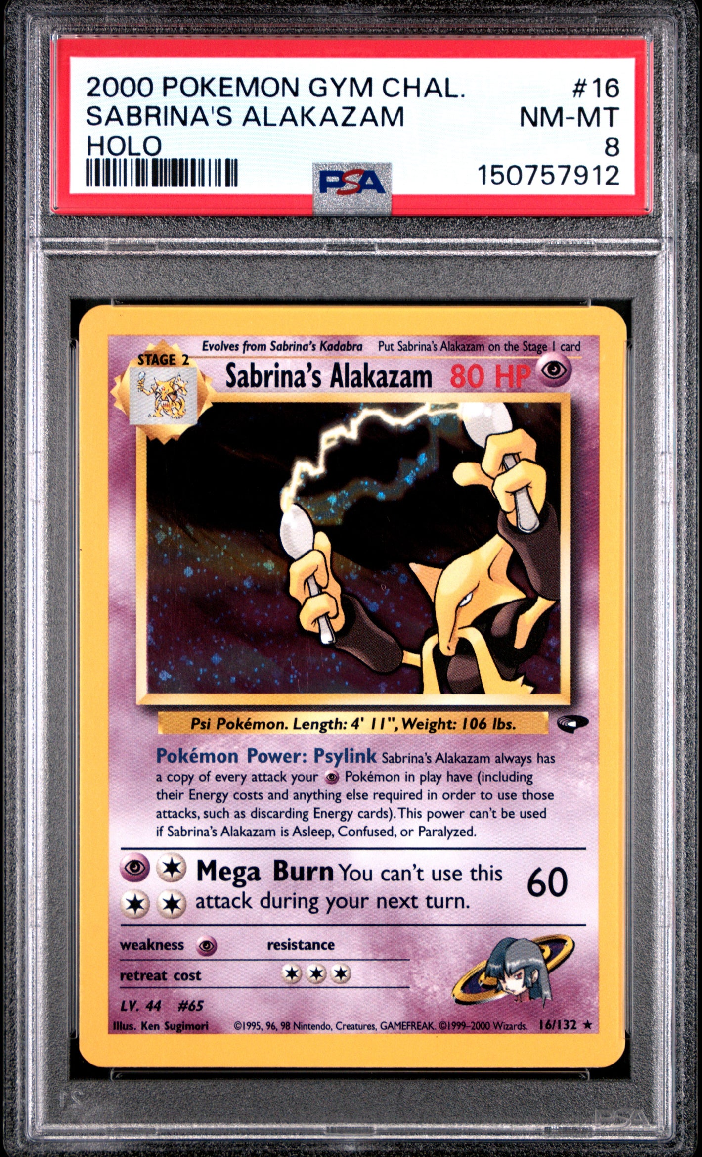 2000 Pokemon Gym Challenge #16 Sabrina'S Alakazam Holo PSA 8