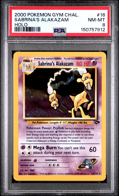 2000 Pokemon Gym Challenge #16 Sabrina'S Alakazam Holo PSA 8