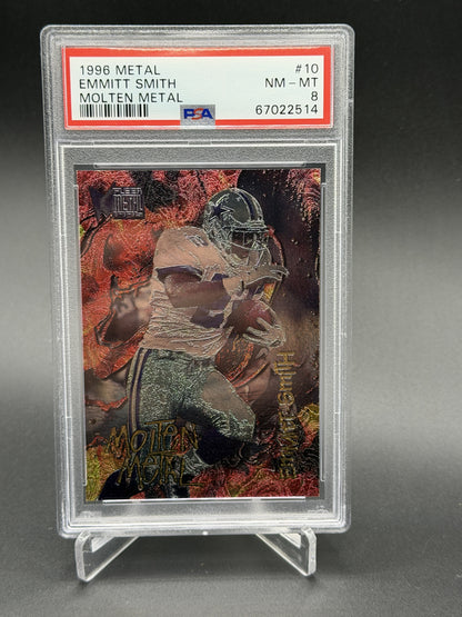 1996 Fleer Metal #10 Emmitt Smith Molten Metal PSA 8