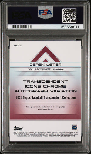 2025 Topps Transcendent Derek Jeter Icons Chrome Auto Black Refractor /10 PSA 9