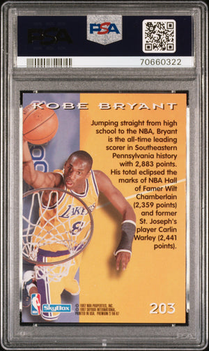 1996 Skybox Premium #203 Kobe Bryant Rookie RC PSA 8 (322)
