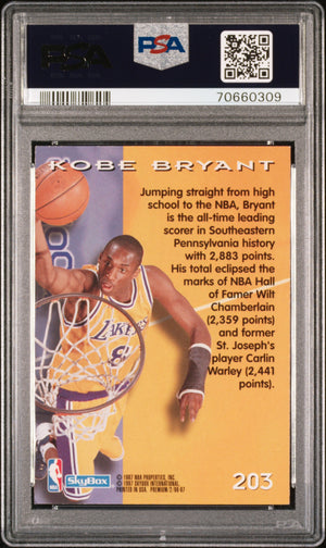 1996 Skybox Premium #203 Kobe Bryant Rookie RC PSA 8 (309)
