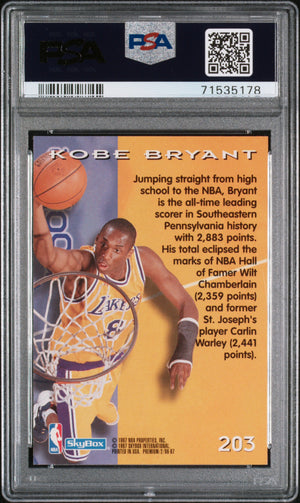 1996 Skybox Premium #203 Kobe Bryant Rookie RC PSA 8 (178)