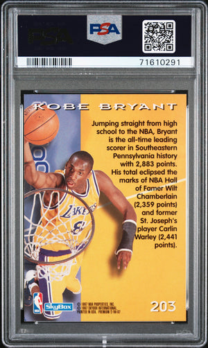 1996 Skybox Premium #203 Kobe Bryant Rookie RC PSA 8 (291)