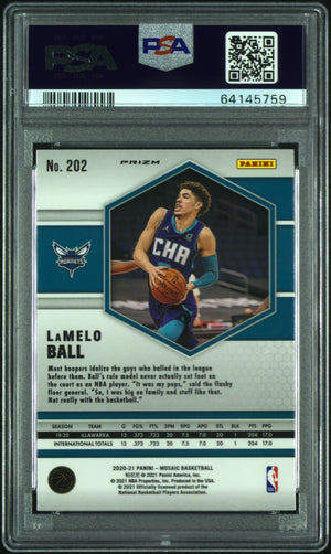 2020-21 Panini Mosaic #202 LaMelo Ball Mosaic Genesis PSA 10