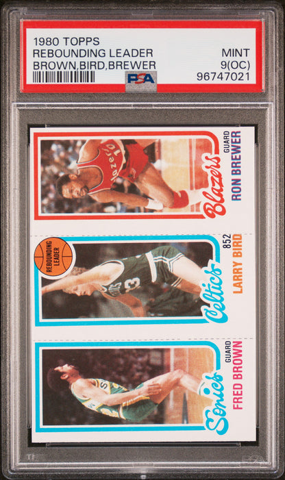 1980-81 Topps #31 / 198 / 228 Fred Brown / Larry Bird / Ron Brewer PSA 9(OC)