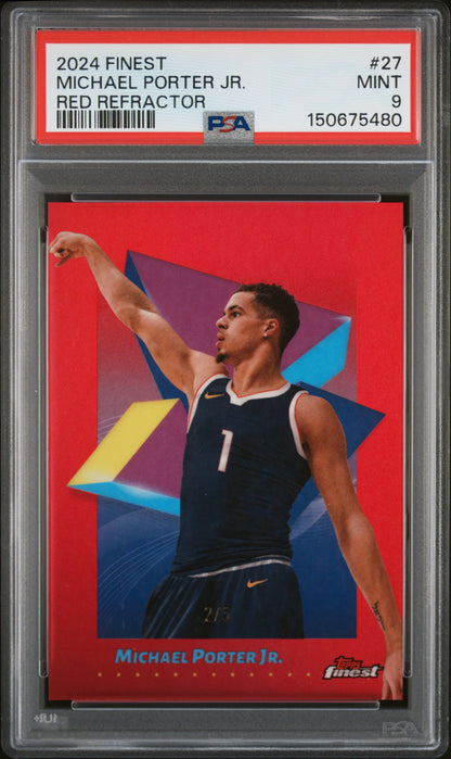 2024-25 Finest #27 Michael Porter Jr. Red Refractor PSA 9 #/5