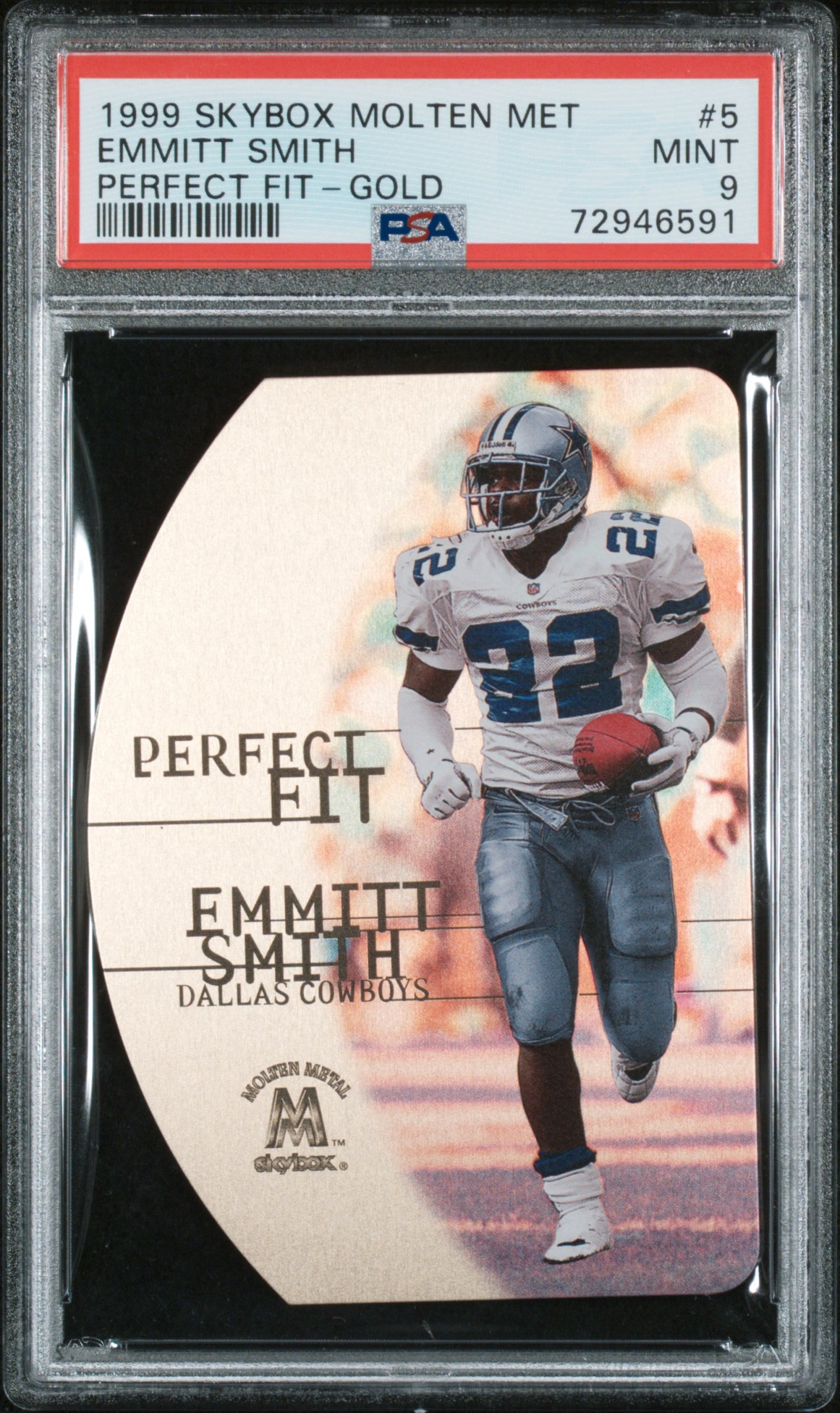 1999 SkyBox Molten Metal Emmitt Smith Perfect Fit Gold PSA 9