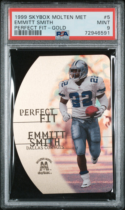 1999 SkyBox Molten Metal Emmitt Smith Perfect Fit Gold PSA 9