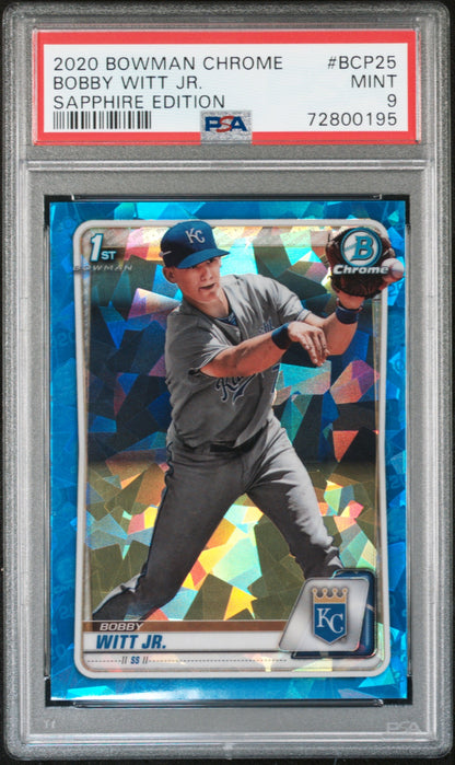 2020 Bowman Sapphire #BCP-25 Bobby Witt Jr. 1st PSA 9 (195)