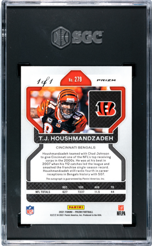 2021 Prizm #279 T.J. Houshmandzadeh Auto Green Shimmer 1/1 SGC 9.5