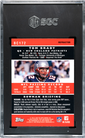 2007 Bowman Chrome #BC172 Tom Brady Refractor SGC 9