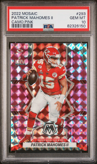2022 Panini Mosaic #293 Patrick Mahomes II Mosaic Camo Pink PSA 10