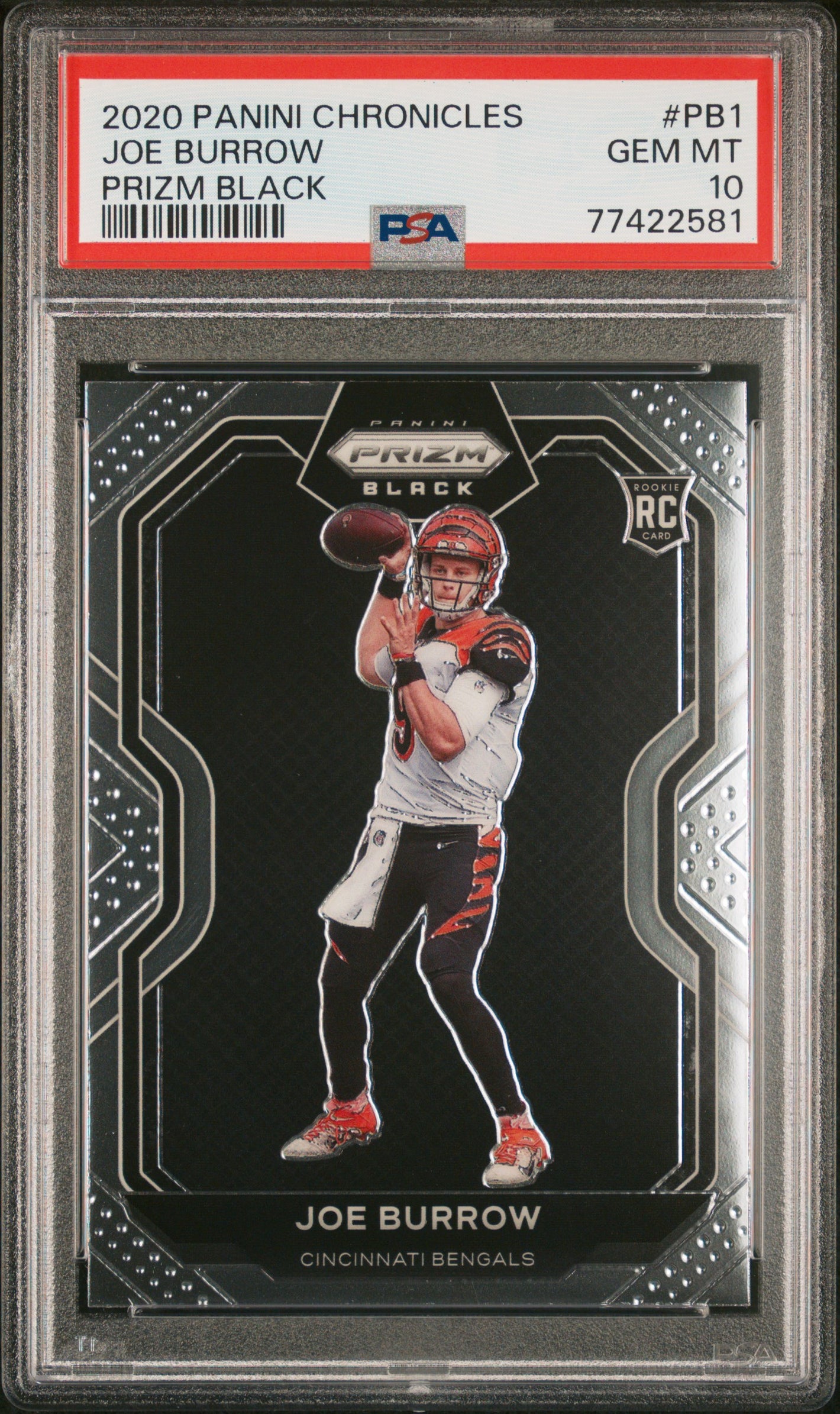 2020 Panini Chronicles Prizm Black #PB1 Joe Burrow Rookie RC PSA 10