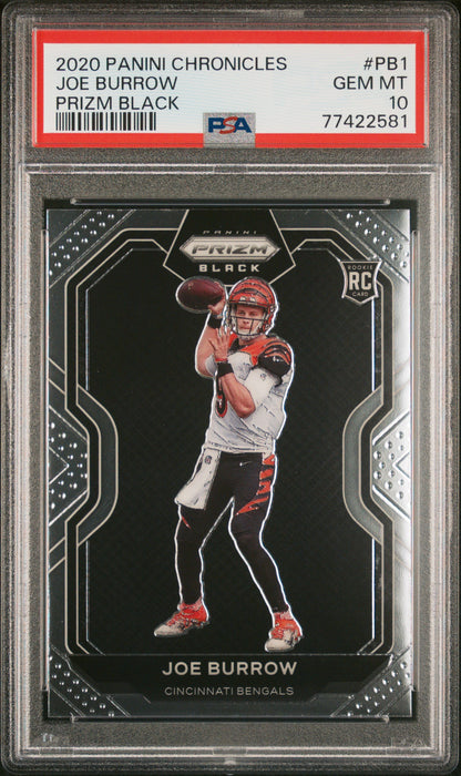 2020 Panini Chronicles Prizm Black #PB1 Joe Burrow Rookie RC PSA 10