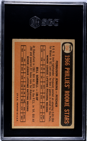 1966 Topps #254 Phillies Rookie Stars (Ferguson Jenkins / Bill Sorrell) SGC 3