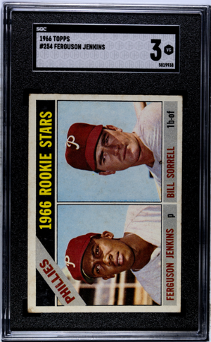 1966 Topps #254 Phillies Rookie Stars (Ferguson Jenkins / Bill Sorrell) SGC 3