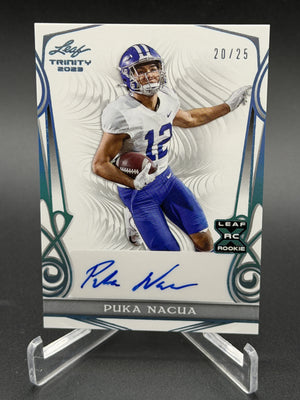 2023 Leaf Trinity #BA-PN1 Puka Nacua Rookie Auto Platinum Spectrum #/25
