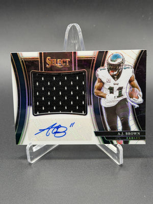 2023 Panini Select #JSS-AB A.J. Brown Jumbo Signature Swatches White Prizm #/75