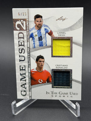 2025 Leaf In The Game Used Glitter Holo Lionel Messi Cristiano Ronaldo /15