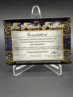 2020 Leaf In The Game Used Fantastic Franchise Guy Lafleur Patrick Roy Relic /12