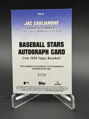 2026 Topps #BSA-JC Jac Caglianone Rookie Baseball Stars Auto Orange /25