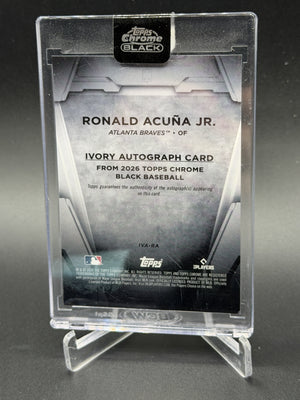 2025 Topps Chrome Black #IVA-RA Ronald Acuña Jr. Ivory Auto /35