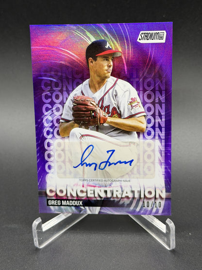 2025 Stadium Club #TVA-GM Greg Maddux Concentration Auto Purple Foil #/10