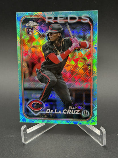 2024 Topps Chrome Logofractor #44 Elly De La Cruz RC Aqua Refractor /199