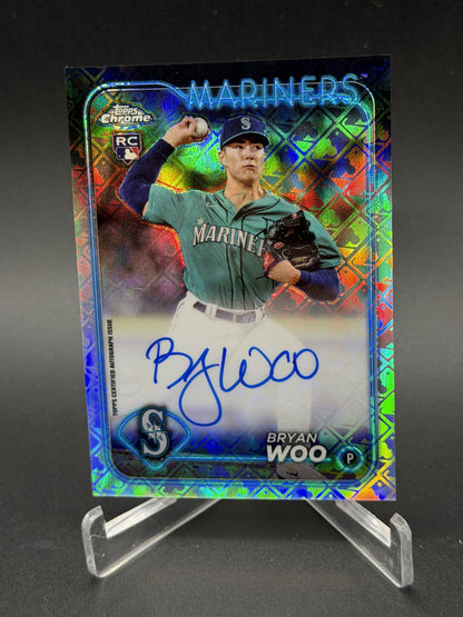 2024 Topps Chrome Logofractor #RCA-BW Bryan Woo RC Refractor Auto