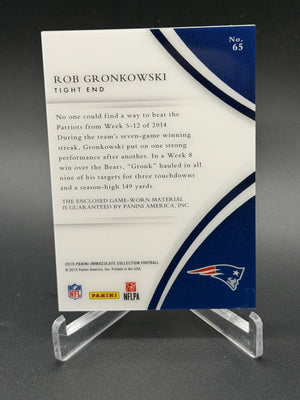 2015 Immaculate #65 Rob Gronkowski Numbers Game Worn Memorabilia #/87
