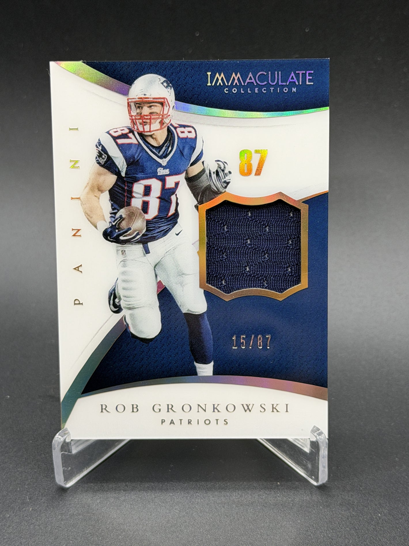 2015 Immaculate #65 Rob Gronkowski Numbers Game Worn Memorabilia #/87