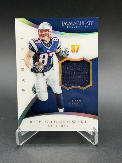 2015 Immaculate #65 Rob Gronkowski Numbers Game Worn Memorabilia #/87