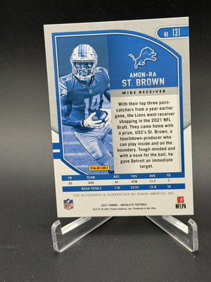 2021 Panini Absolute #131 Amon-Ra St. Brown Signature Rookies Red Squares #/100