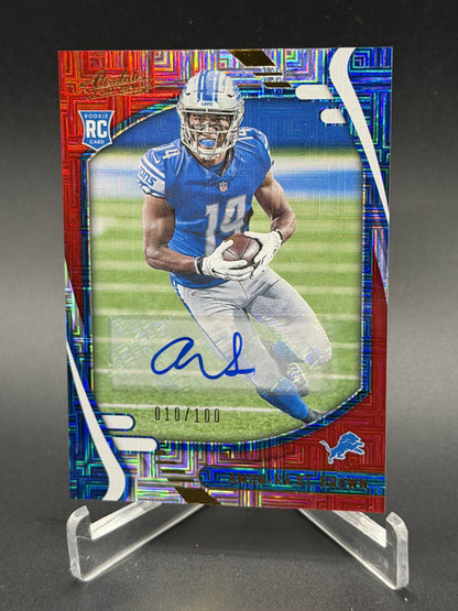 2021 Panini Absolute #131 Amon-Ra St. Brown Signature Rookies Red Squares #/100