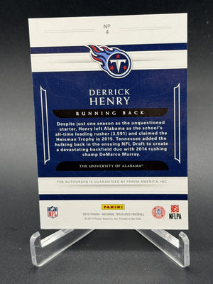 2016 Panini National Treasures #4 Derrick Henry Rookie RC Collegiate Auto /25