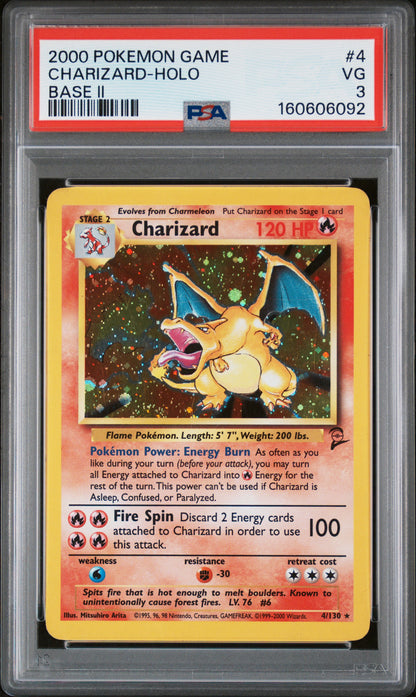 2000 Pokemon Game Base II #4 Charizard Holo Base II 2 PSA 3