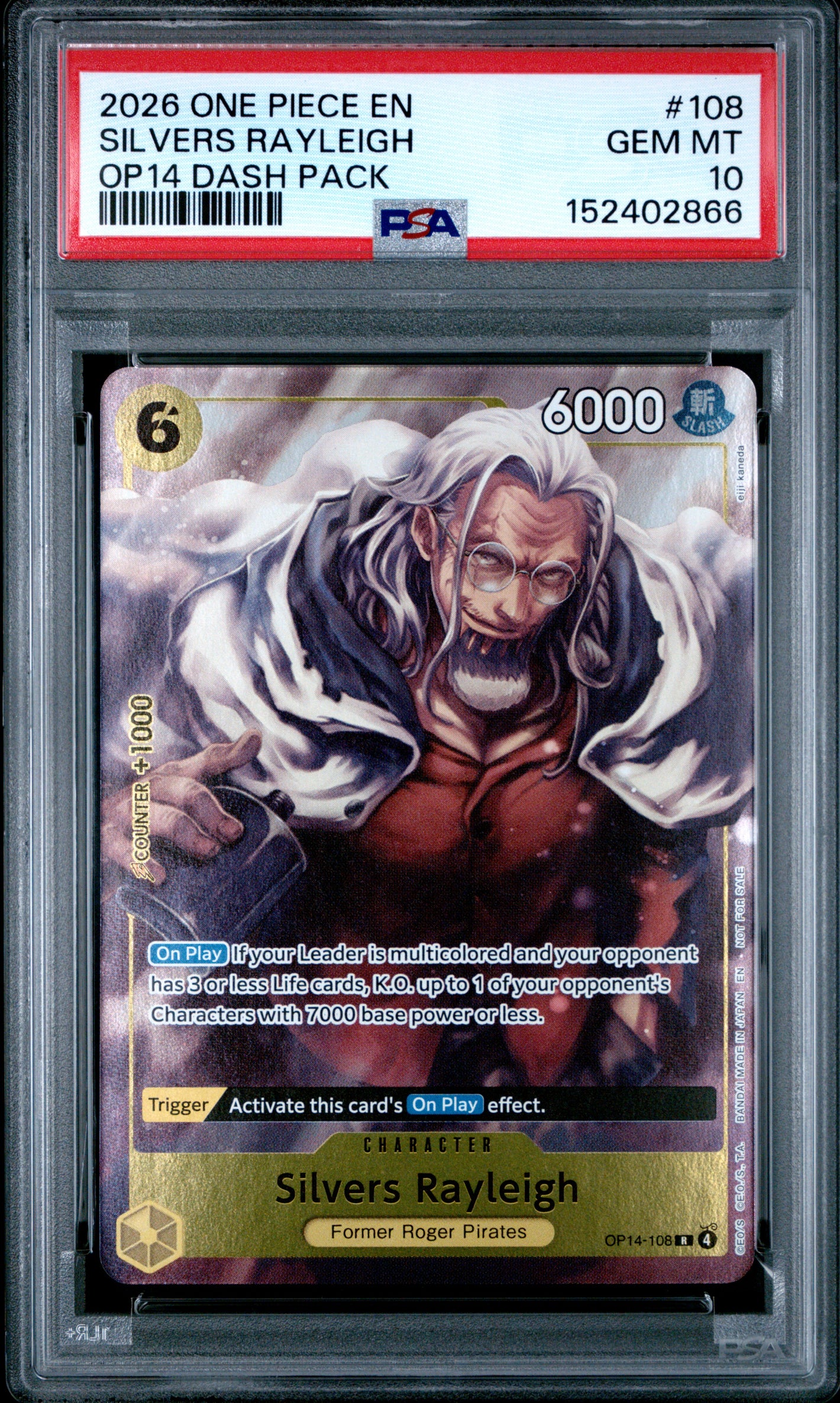 2026 One Piece The Azure Sea'S Seven Dash Pack #108 Silvers Rayleigh PSA 10