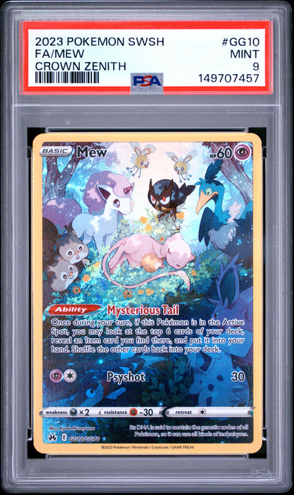 2023 Pokemon Sword And Shield Crown Zenith #GG10 Fa Mew Full Art PSA 9
