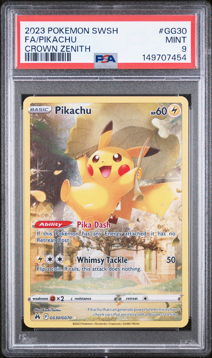 2023 Pokemon Sword And Shield Crown Zenith #GG30 Pikachu Full Art PSA 9
