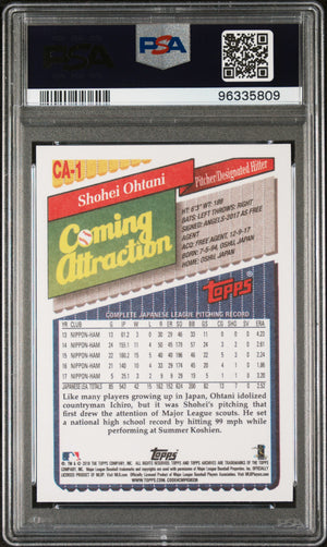 2018 Topps Archives 1993 Coming Attraction #CA1 Shohei Ohtani Rookie RC PSA 10