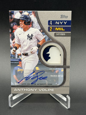 2026 Topps Anthony Volpe Rounding the Bases Game-Used Relic Auto Platinum 1/1